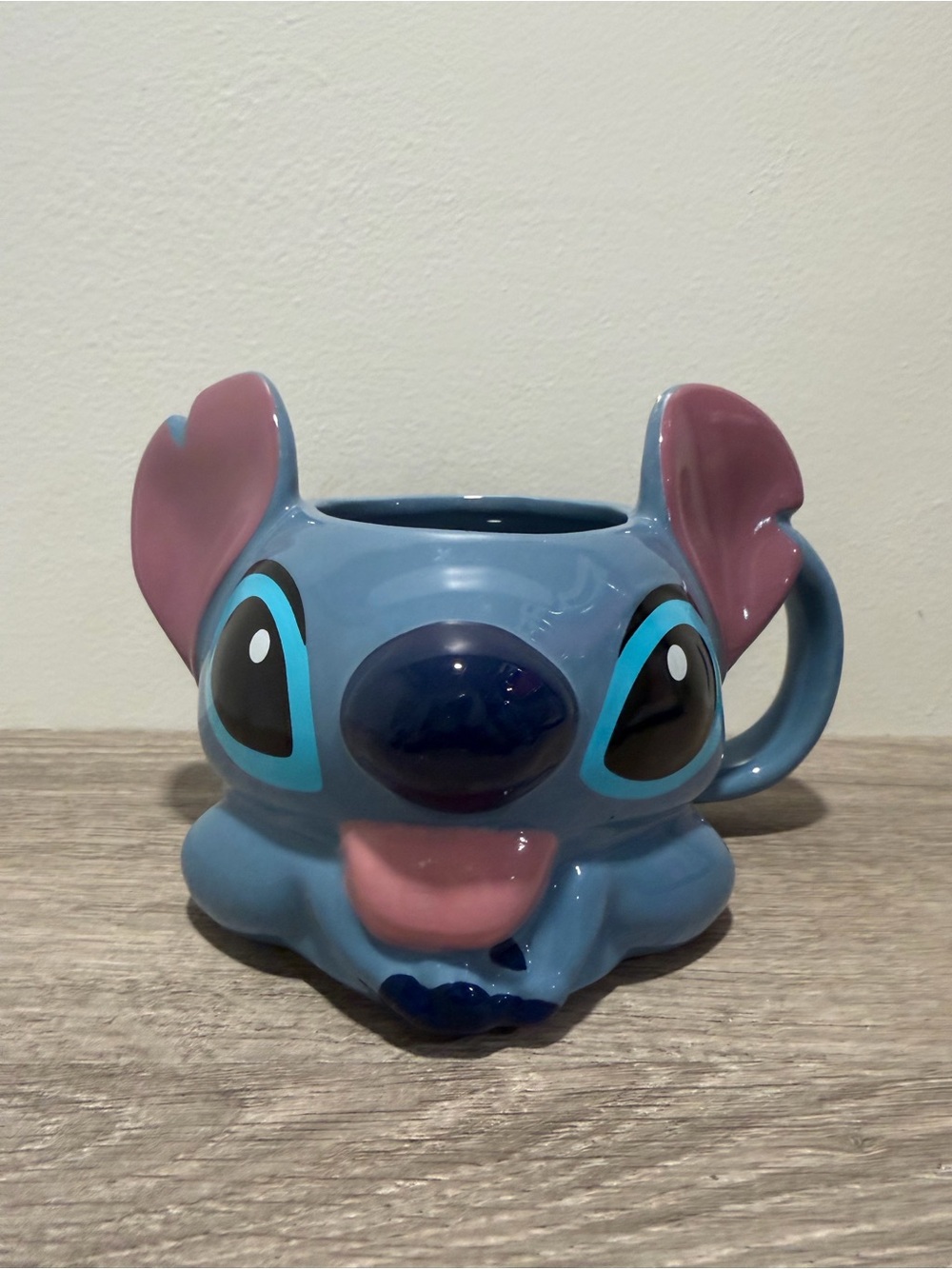 Disney Blue Stitch Ceramic Character Mug with Pink Accents